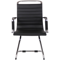 Sedia cantilever Balve in similpelle o vera pelle nero,Finta pelle