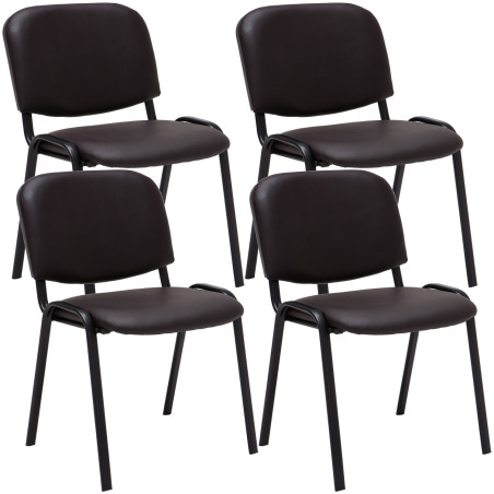 Ensemble de 4 chaises visiteurs Ken, similicuir, marron