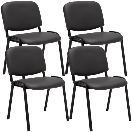 Ensemble de 4 chaises visiteurs Ken, similicuir, grises