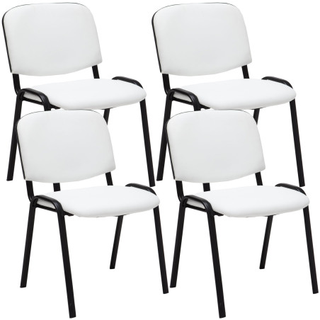 Ensemble de 4 chaises visiteurs Ken, similicuir, blanches