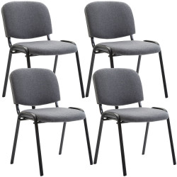 Lot de 4 chaises visiteurs Ken tissu gris