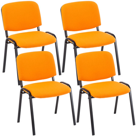 Lot de 4 chaises visiteurs Ken tissu orange