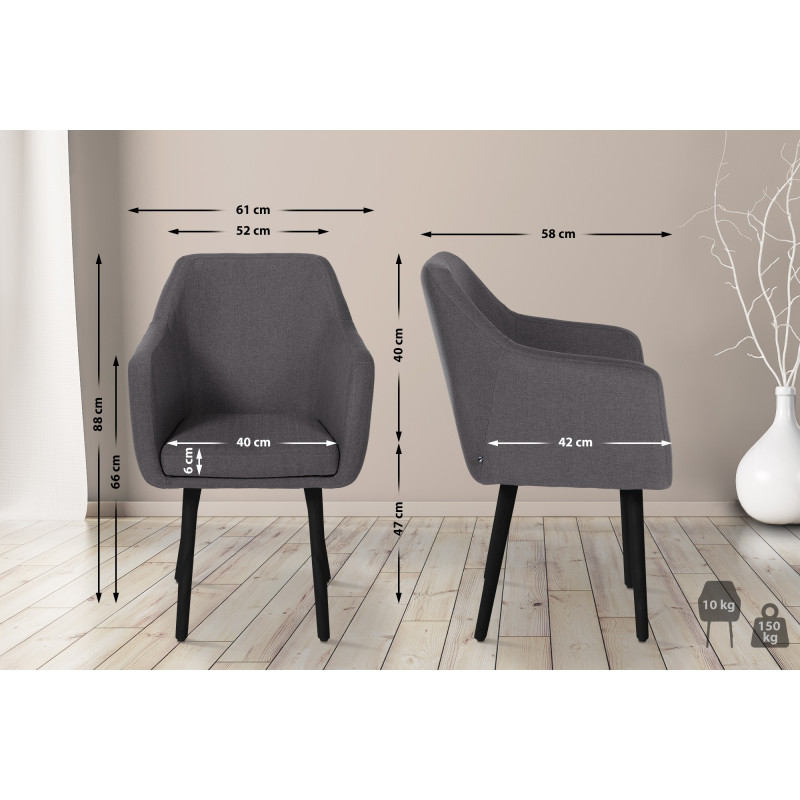 Chaise visiteur Utrecht tissu noir gris foncé