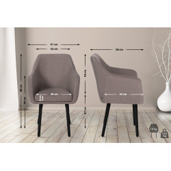 Chaise visiteur Utrecht tissu noir taupe