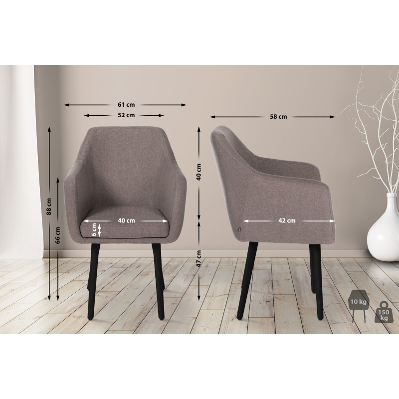 Chaise visiteur Utrecht en tissu noir taupe