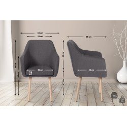 Silla De Salón Utrecht En Tela Gris oscuro,Natural