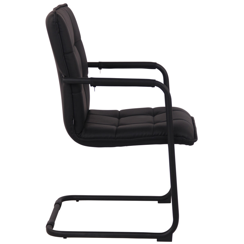 Chaise visiteur Gandia, simili cuir noir
