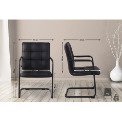 Chaise visiteur Gandia, simili cuir noir