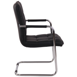 Fauteuil visiteur Gandia, similicuir, chrome, noir