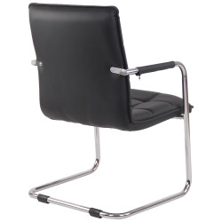 Fauteuil visiteur Gandia, similicuir, chrome, noir
