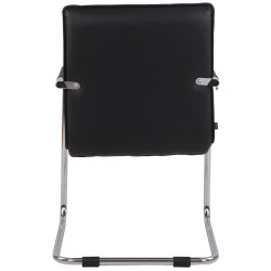 Fauteuil visiteur Gandia, similicuir, chrome, noir