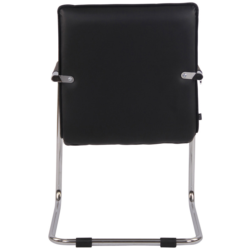 Fauteuil visiteur Gandia, similicuir, chrome, noir