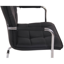 Chaise visiteur Gandia en cuir artificiel chromé noir
