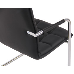 Fauteuil visiteur Gandia, similicuir, chrome, noir