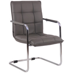 Fauteuil visiteur Gandia, similicuir, gris chrom?