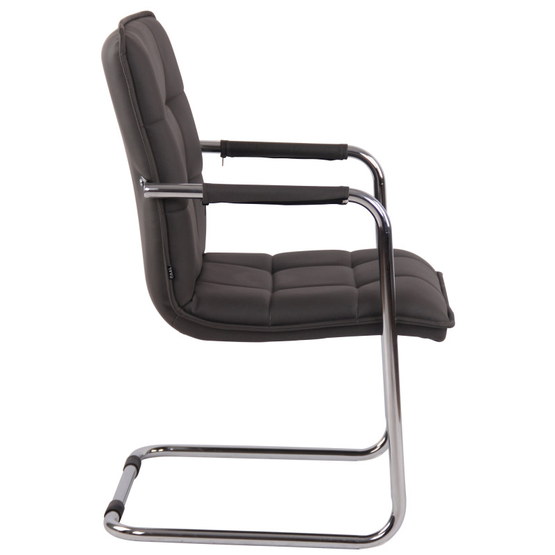 Fauteuil visiteur Gandia, similicuir, gris chrom?