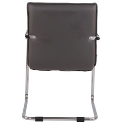 Chaise visiteur Gandia en cuir artificiel gris chrome