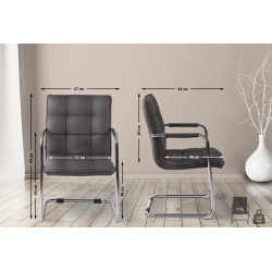 Chaise visiteur Gandia en cuir artificiel gris chrome