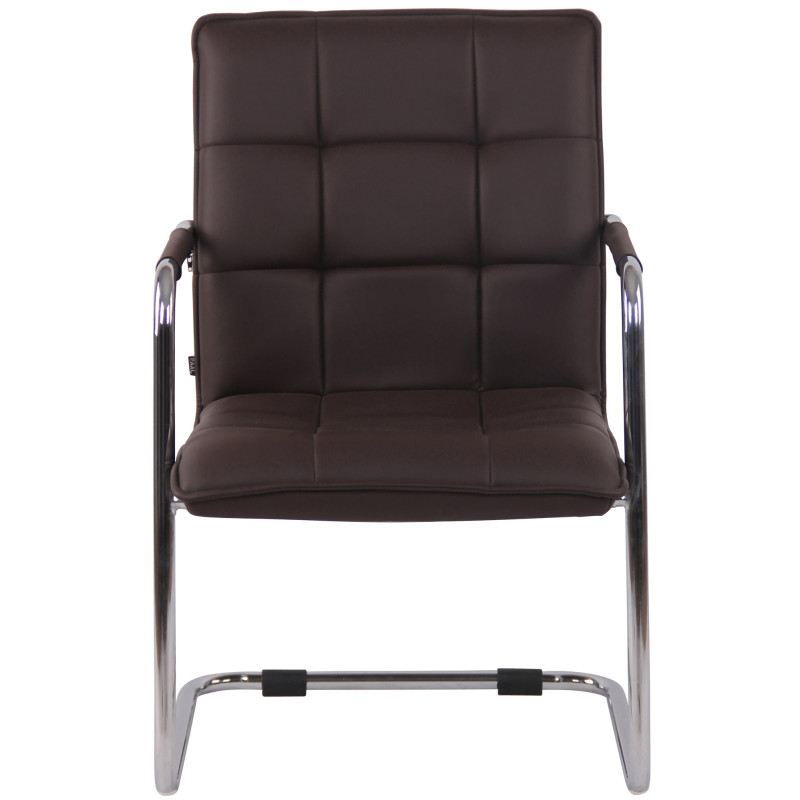 Fauteuil visiteur Gandia, similicuir, marron chrom?
