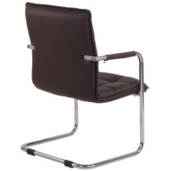 Chaise visiteur Gandia, similicuir, marron chromé