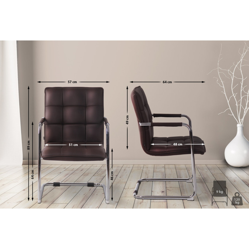 Fauteuil visiteur Gandia, similicuir, marron chrom?