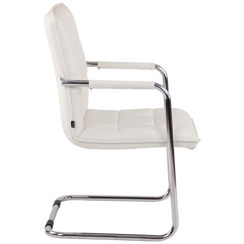 Chaise visiteur Gandia en cuir artificiel chromé blanc
