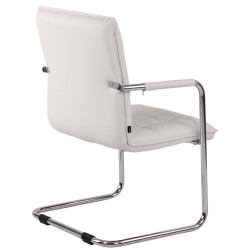 Chaise visiteur Gandia en cuir artificiel chromé blanc