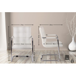 Sedia sala d'aspetto Gandia in similpelle bianco,cromo