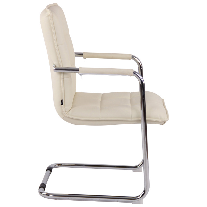 Fauteuil visiteur Gandia, similicuir, chrome, cr?me