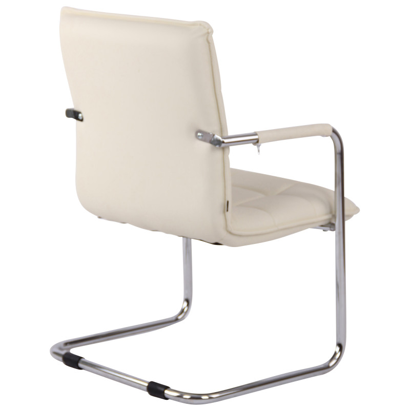 Fauteuil visiteur Gandia, similicuir, chrome, cr?me