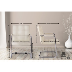 Fauteuil visiteur Gandia, similicuir, chrome, cr?me