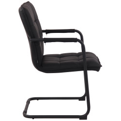 Silla De Conferencia Gandia En Cuero Auténtico Negro,Negro