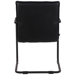 Chaise visiteur Gandia en cuir véritable noir noir