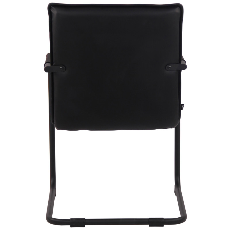 Chaise visiteur Gandia en cuir véritable noir noir