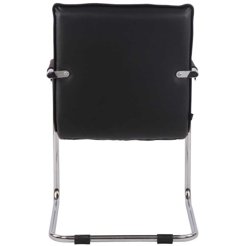 Chaise visiteur Gandia en cuir véritable chromé noir