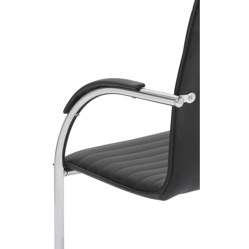 Chaise visiteur Tira en similicuir noir