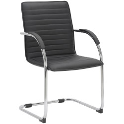 Chaise visiteur Tira en similicuir noir