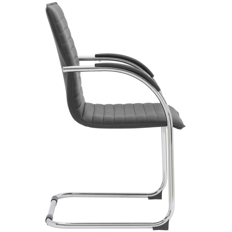 Chaise visiteur Tira simili cuir noir