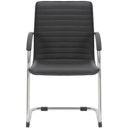 Chaise visiteur Tira simili cuir noir