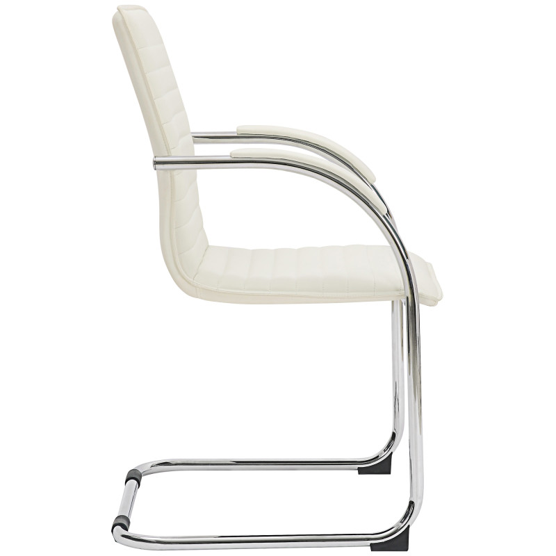 Fauteuil visiteur Tira en similicuir blanc