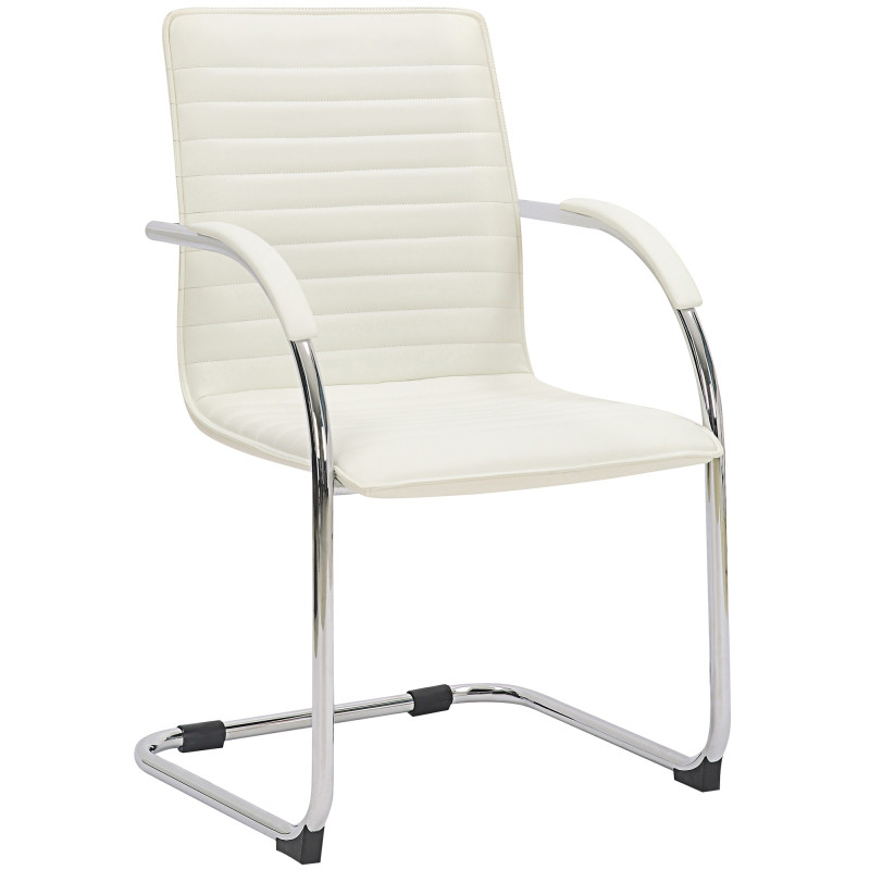 Fauteuil visiteur Tira en similicuir blanc