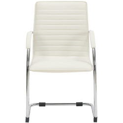 Fauteuil visiteur Tira en similicuir blanc