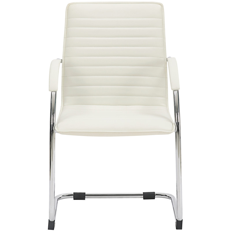 Fauteuil visiteur Tira en similicuir blanc