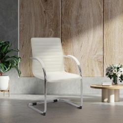 Fauteuil visiteur Tira en similicuir blanc