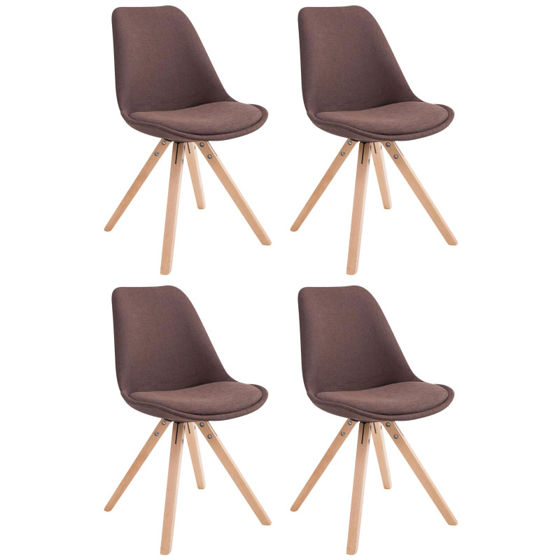 Lot de 4 chaises visiteurs Toulouse tissu Square Natura marron