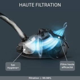 ROWENTA Compact Power Aspirateur avec sac, Compact, Léger, Maniable, Excellente filtration, Basse consommation d'énergie RO3945E