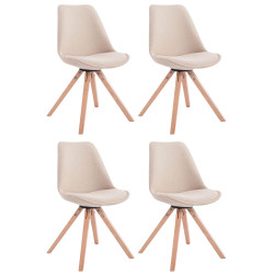 Lot de 4 chaises visiteurs Toulouse tissu Square Natura crème