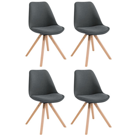 Lot de 4 chaises visiteurs Toulouse tissu Square Natura gris foncé