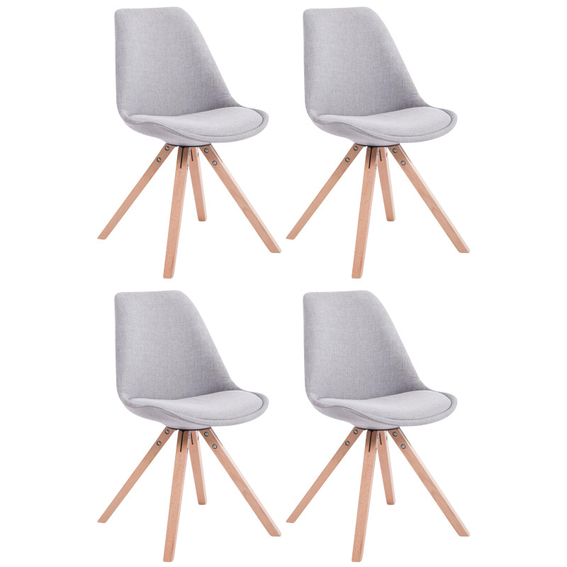 Lot de 4 chaises visiteurs Toulouse tissu Square Natura gris