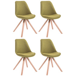 Pack de 4 sillas de comedor Toulouse Square en tela Verde,Natural